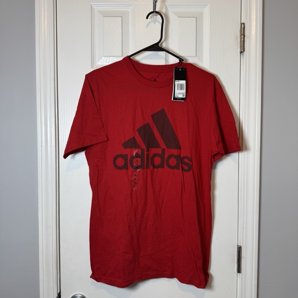 Adidas The Go-To Performance Tee Men's Red T-shirt W/ Black Logo Medium‎